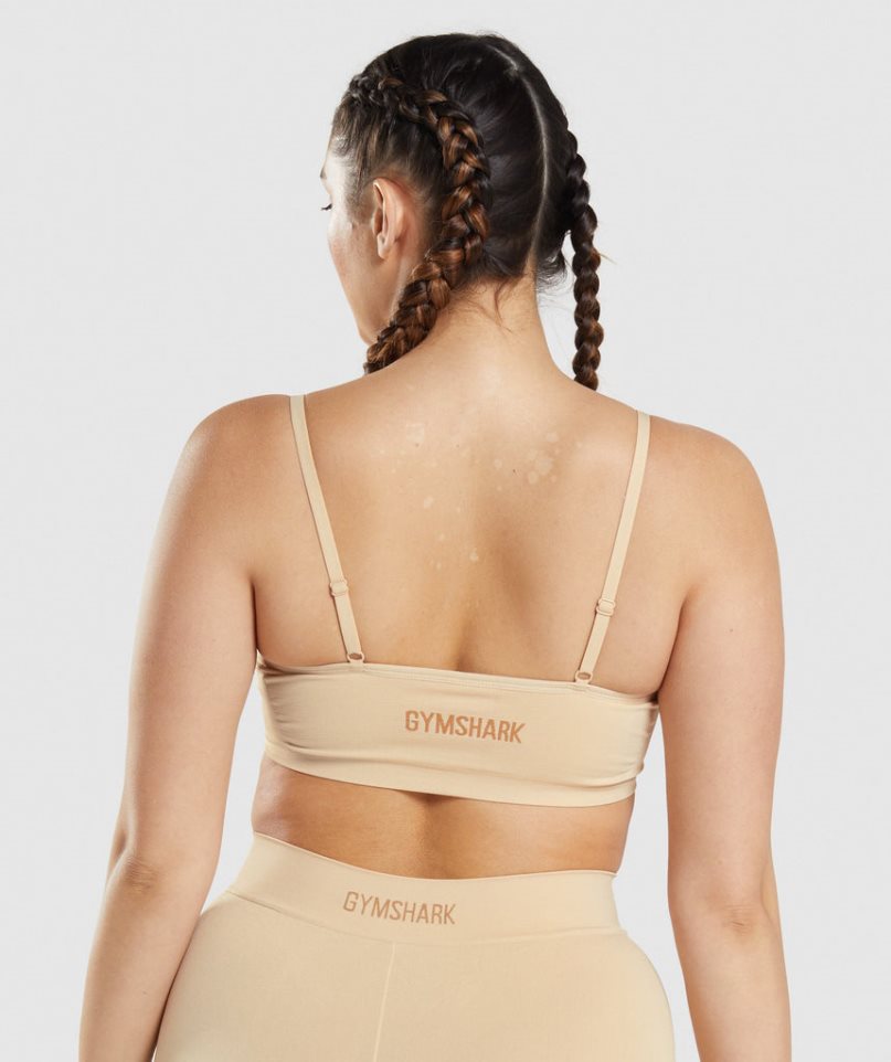 Women's Gymshark Seamless Low Neck Bralette Underwear Light Brown | CA 63A18D